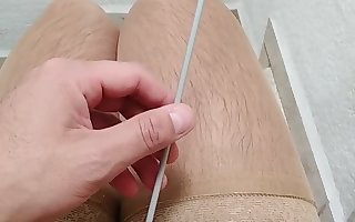 Sounding with a knitting needle 4mm  and cum after